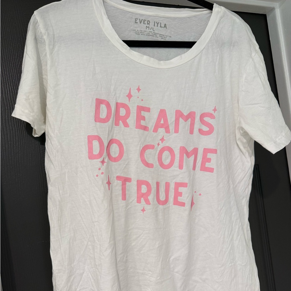 Ever Iyla White T-Shirt with Pink Print